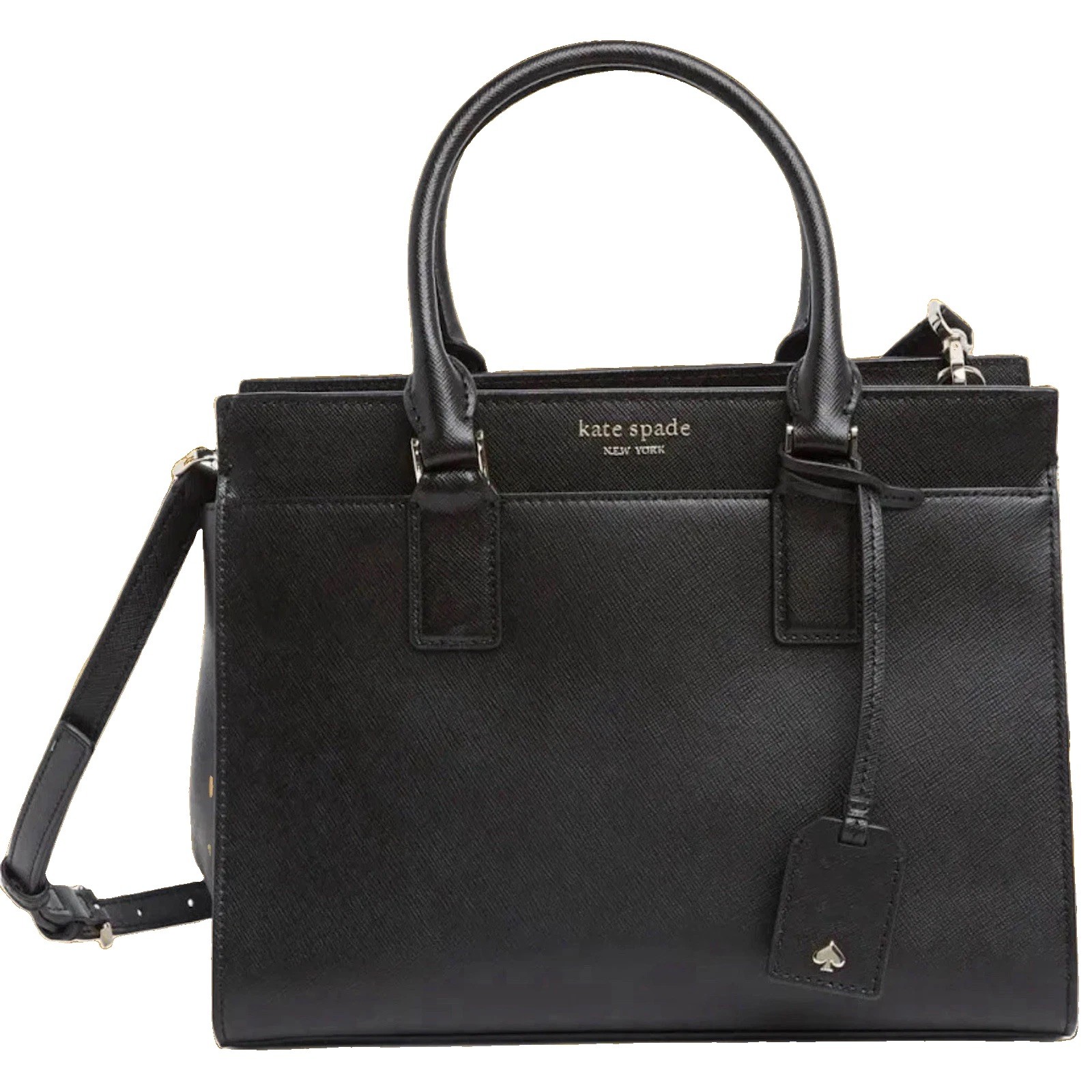 Kate Spade New York Blk Cameron Med Satchel Zip Detachable Crossbody Strap Auth.