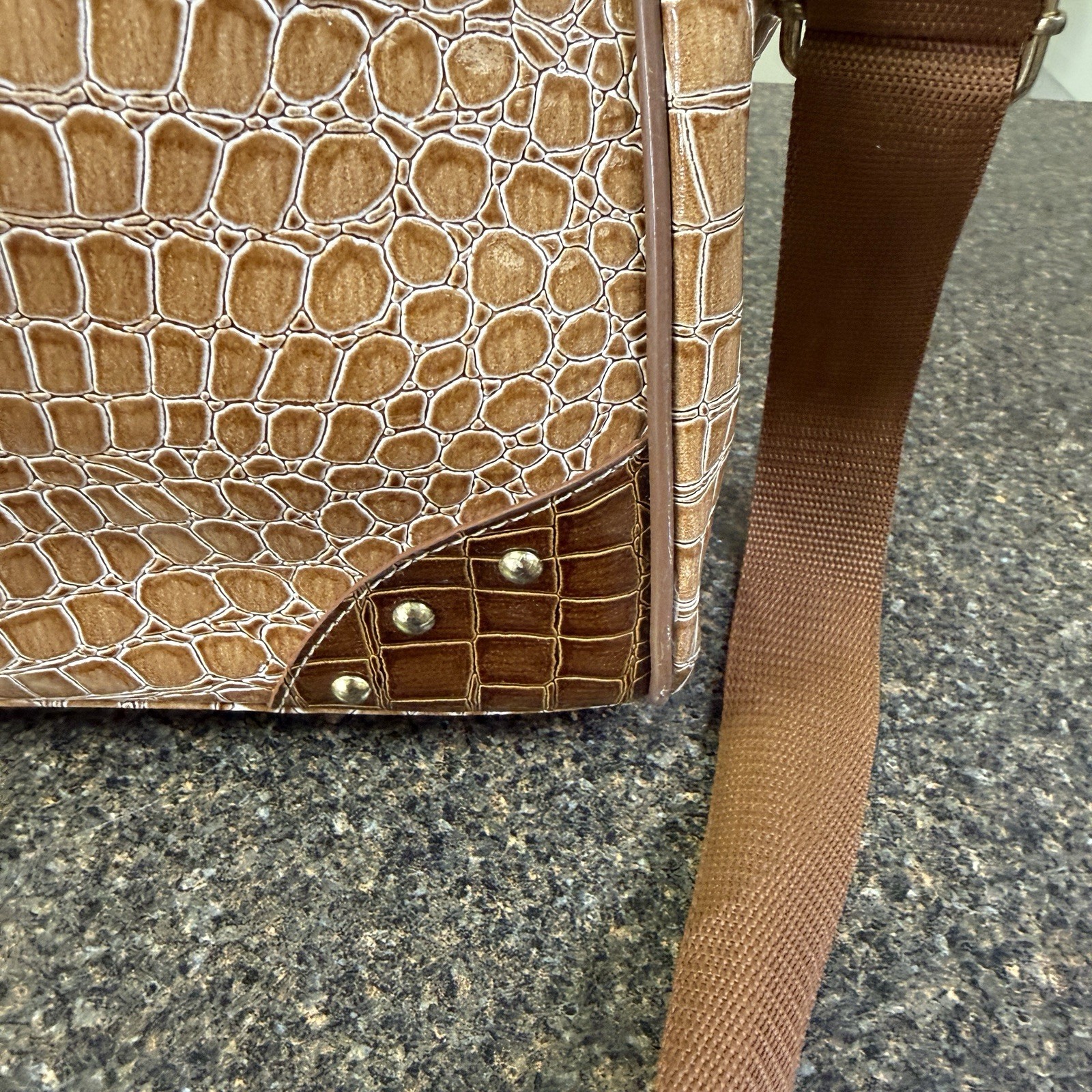 Samantha Brown Faux Crocodile Embossed Dowel Travel Tote Bag Work Weekender