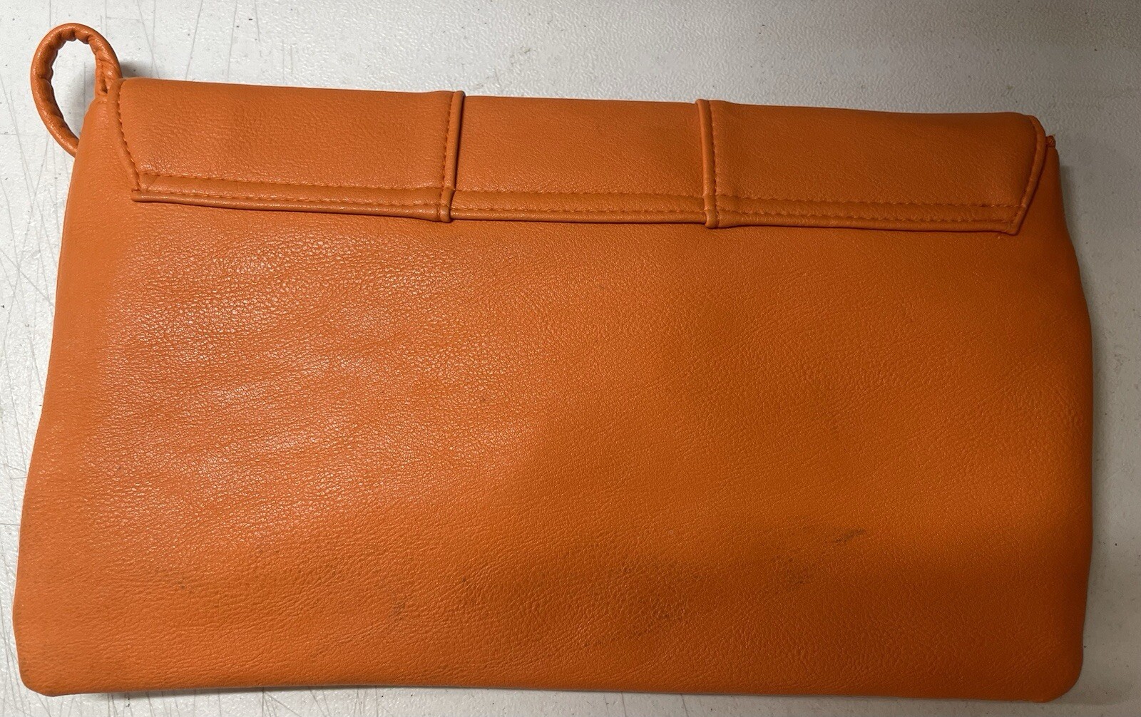 ASOS Design Orange Strap Clutch Purse 7.25” X 12.5” Mark On Back See Photo