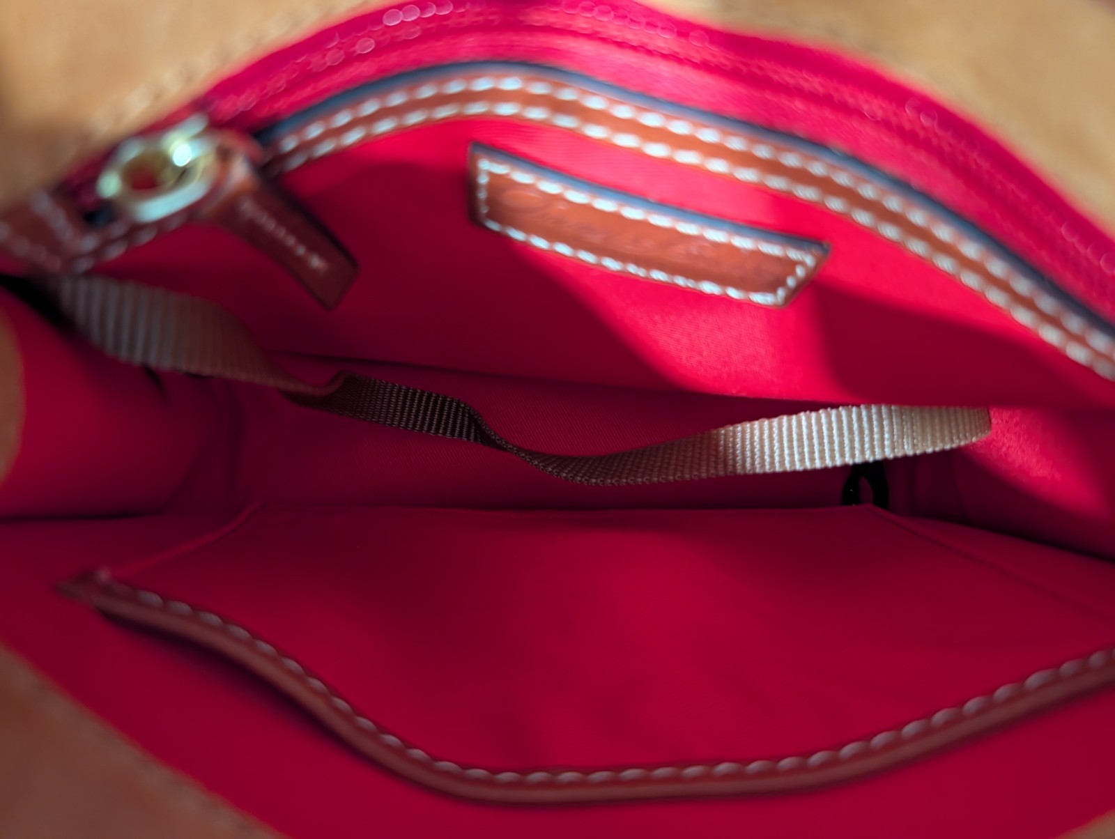 Dooney & Bourke Suede & Leather Crossbody Bag – Honey / Tan