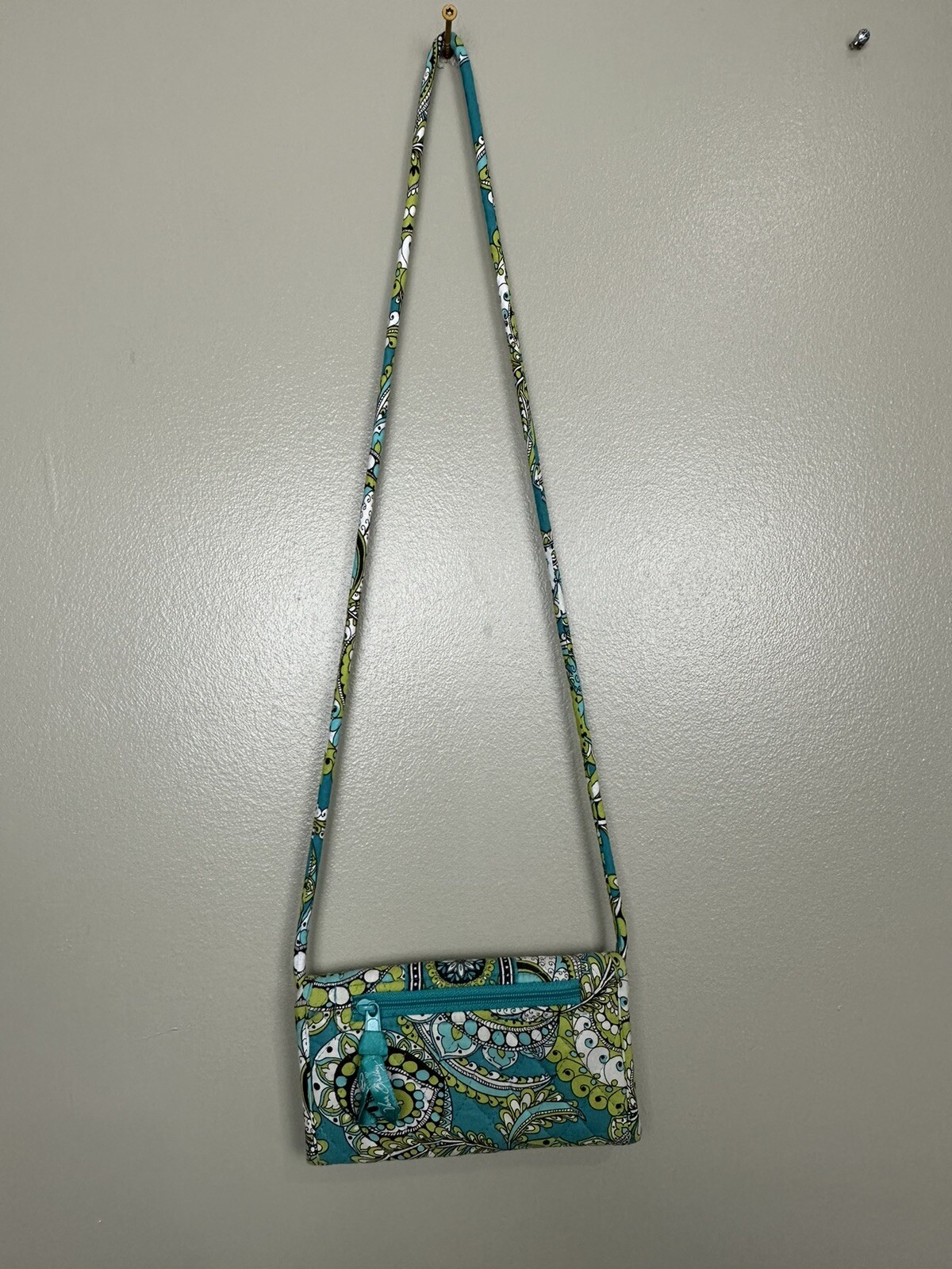 Lot Of 2-Black Black/White Wristlet & Blue/Green Paisley Crossbody/wallet