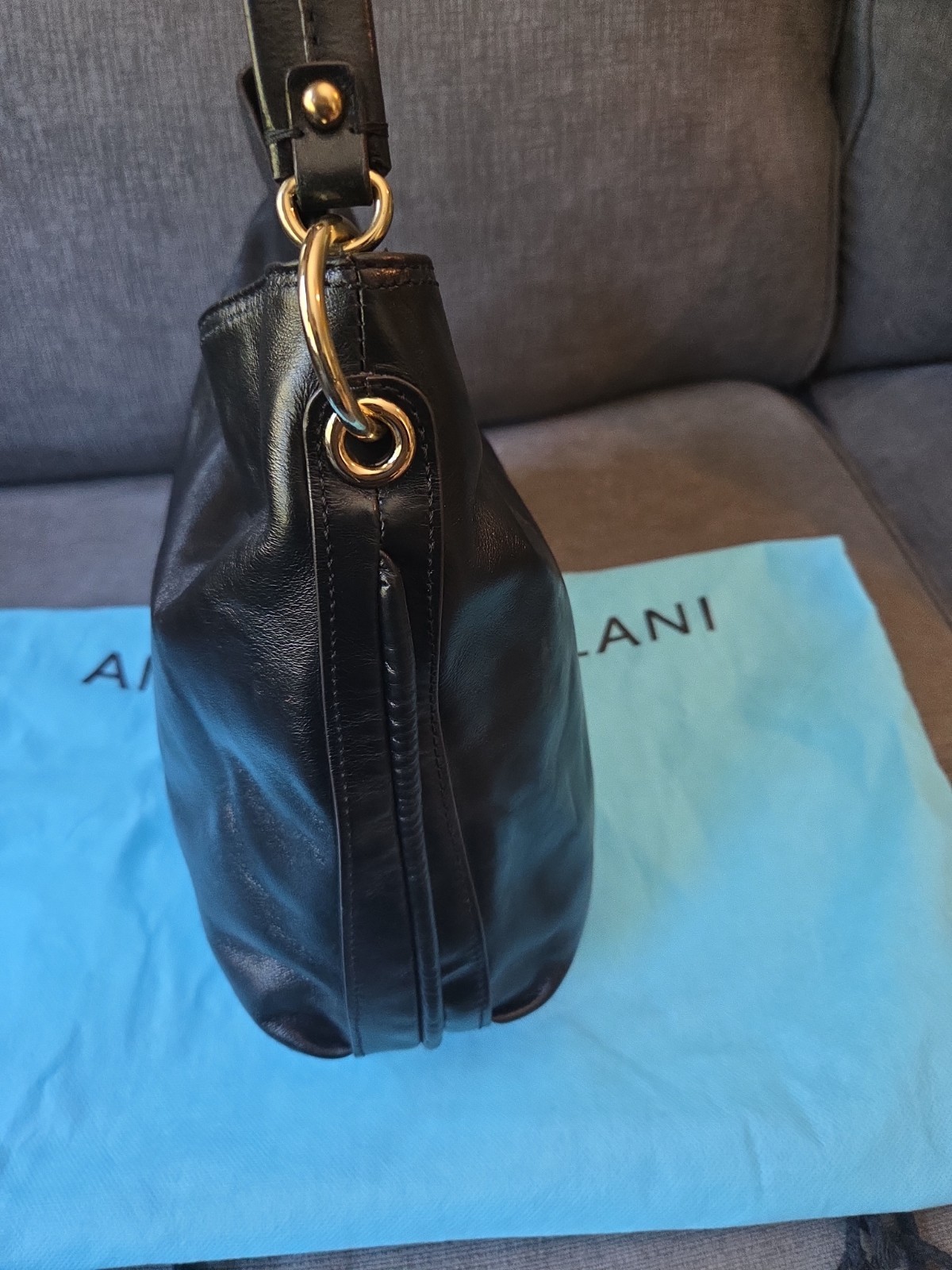 Large Antonio Melani Black Leather Purse With Tassle