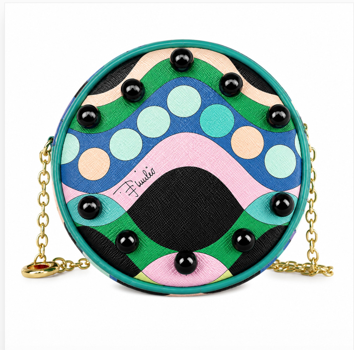Emilio Pucci Micro Bag Gold Chain Bag Charm 82SE07 O63 NWT Box Dust Bag Cert