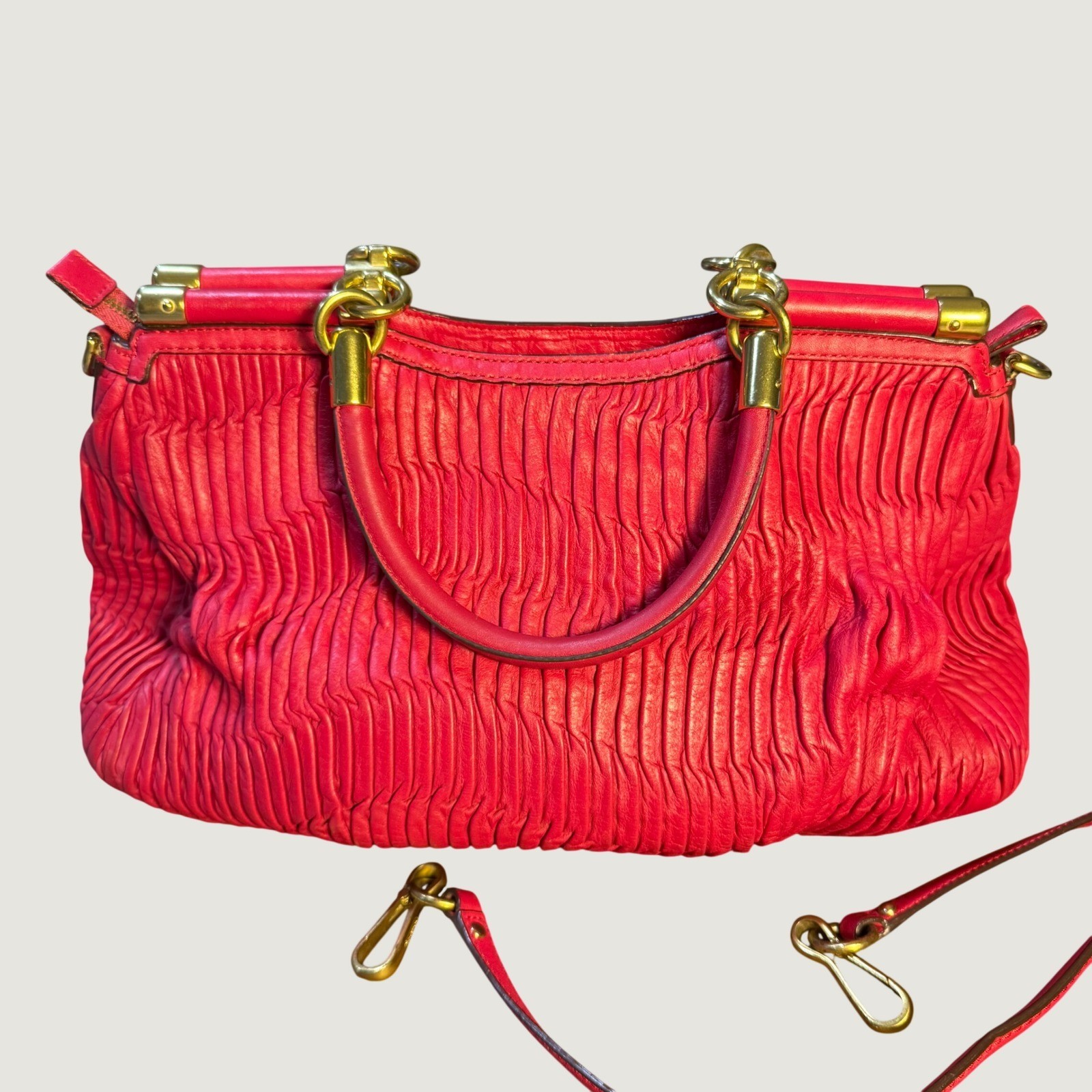 Coach Madison Gathered Leather Sophia Satchel Red Handbag 18620 Brass Hardware