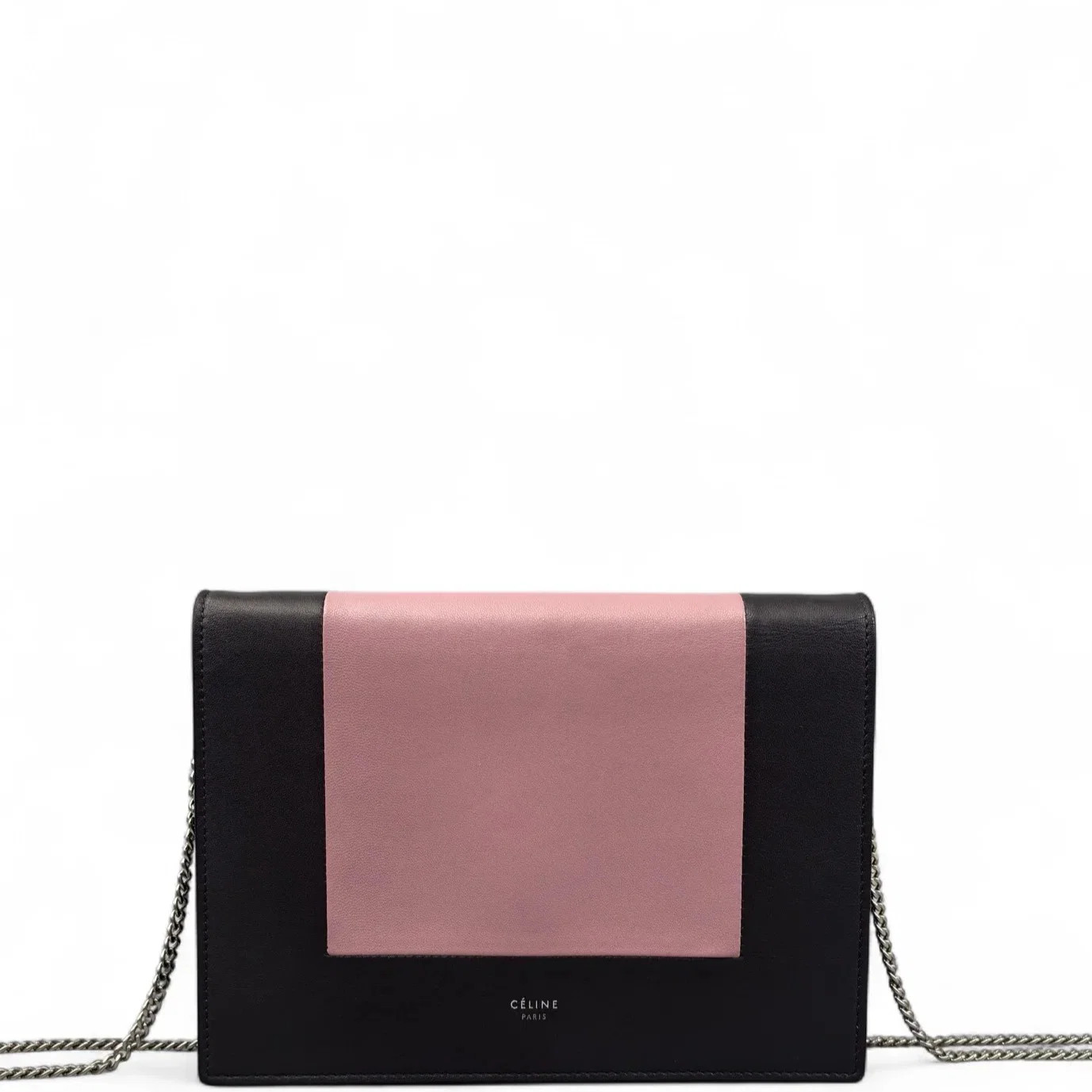 Celine Frame Evening Clutch On Chain Black Pink Calfskin (mx071226b7r)