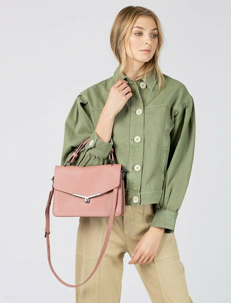 $278 NWT BOTKIER VALENTINA FLAP TOP HANDLE SATCHEL CROSSBODY BAG ROSE