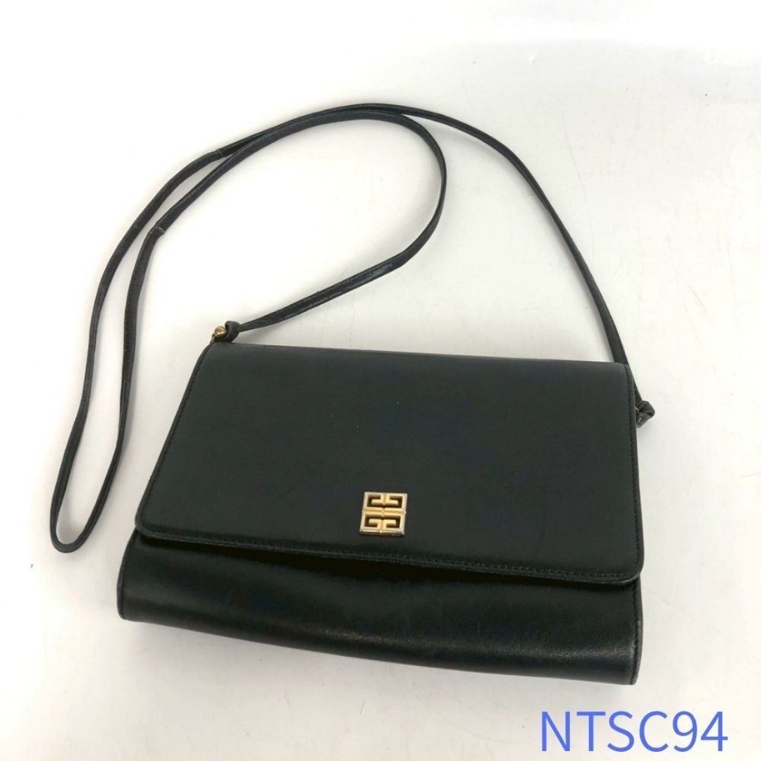 Givenchy Shoulder Bag Leather MM Black 4G Logo Vintage