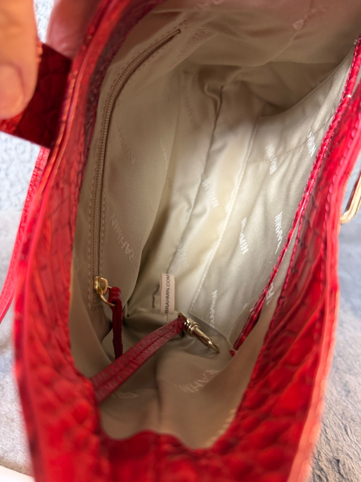 Brahmin Small Gwynne Salsa Alden Road Crossbody Handbag Red Genuine Leather