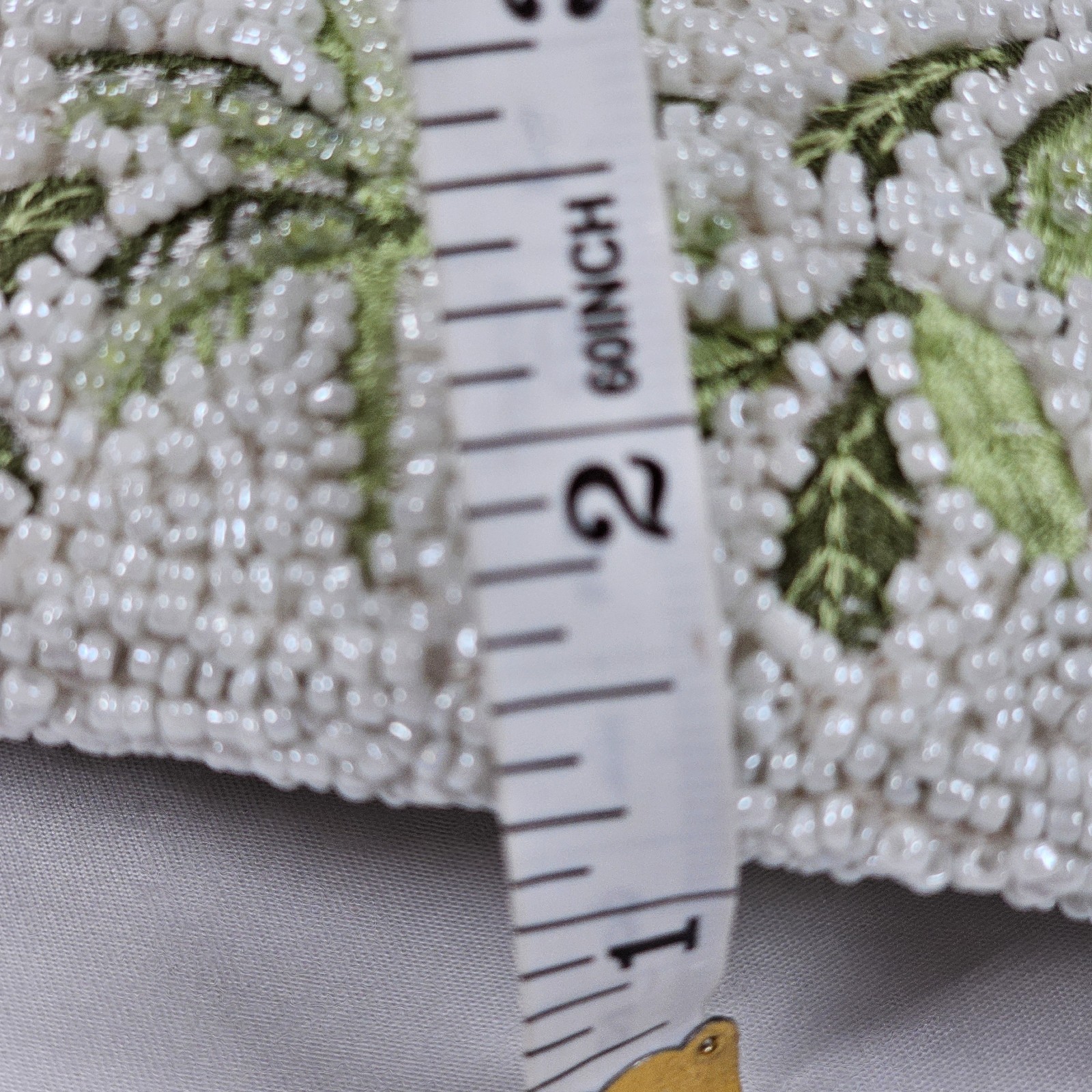 Viral Green White Floral Beaded Bamboo Handle Bag Clutch From India to You NWT