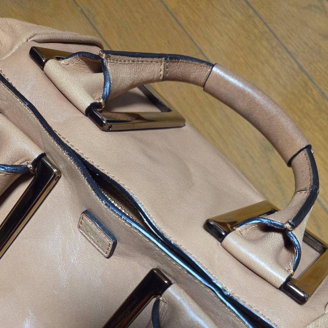 Auth Chloe Ethel 2way Handbag Leather Shoulder Bag Beige w/Dust Bag Women’s Zip