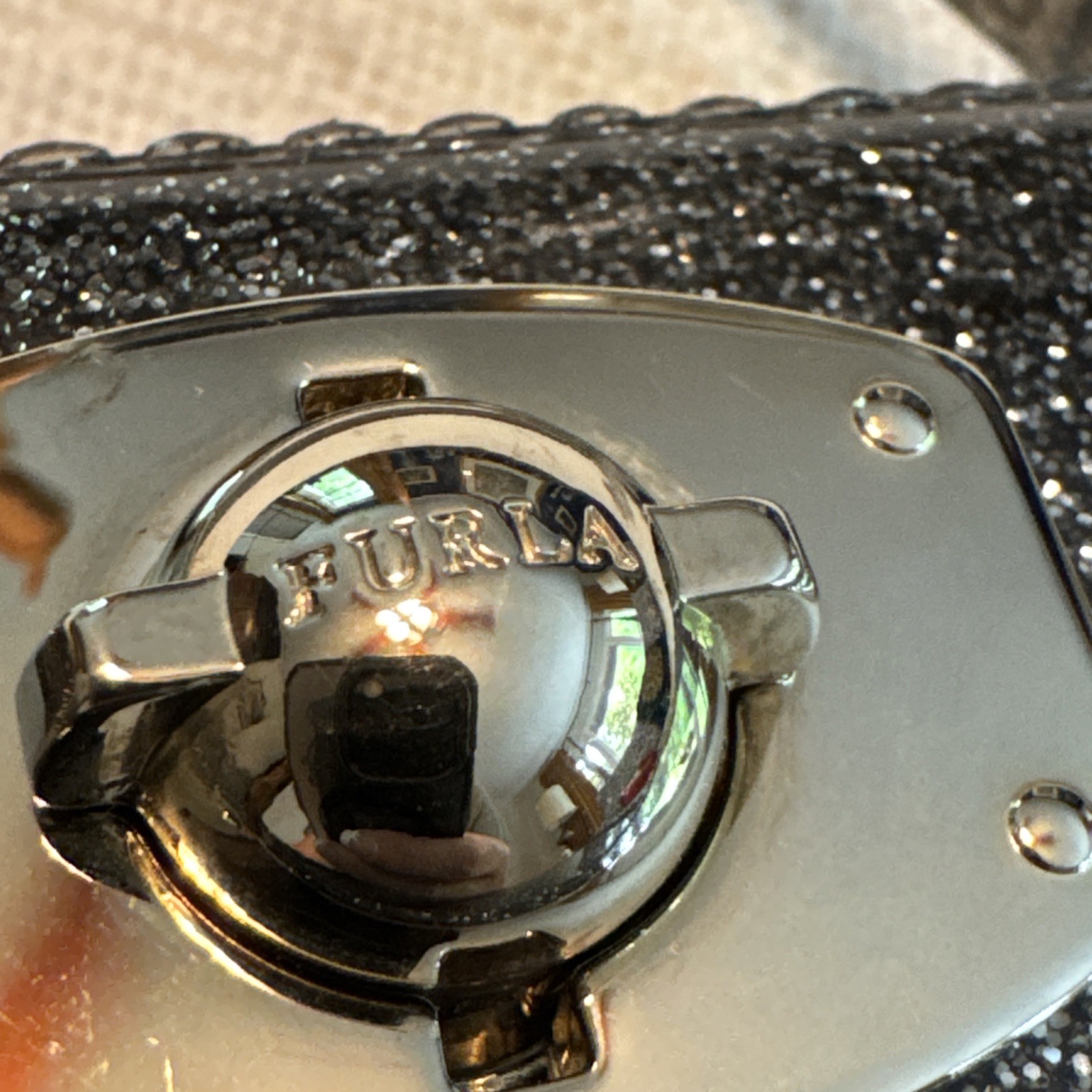 Furla Gray Silver Glitter JELLY Candy mini Satchel Crossbody Bag Italy 2WAY