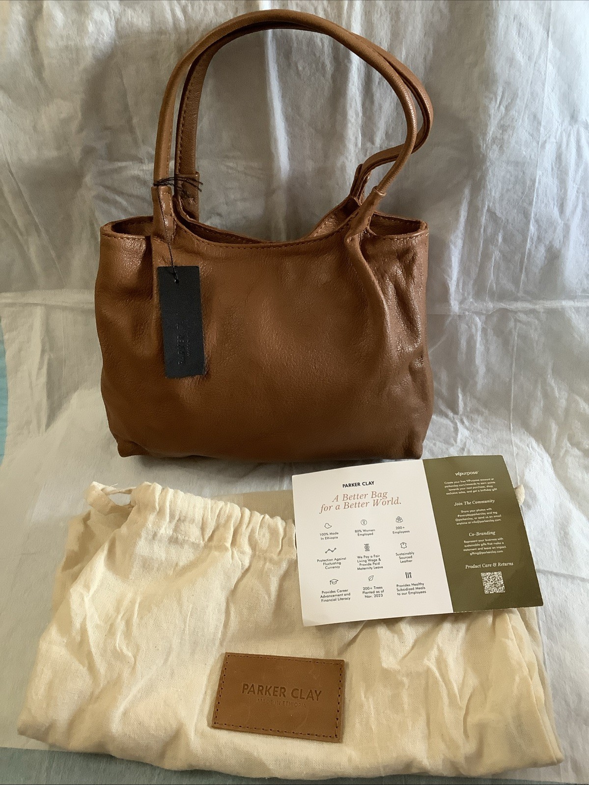 Parker Clay Dove Mini Handbag Rust Brown Handcraft Leather Made In Ethiopia H2F