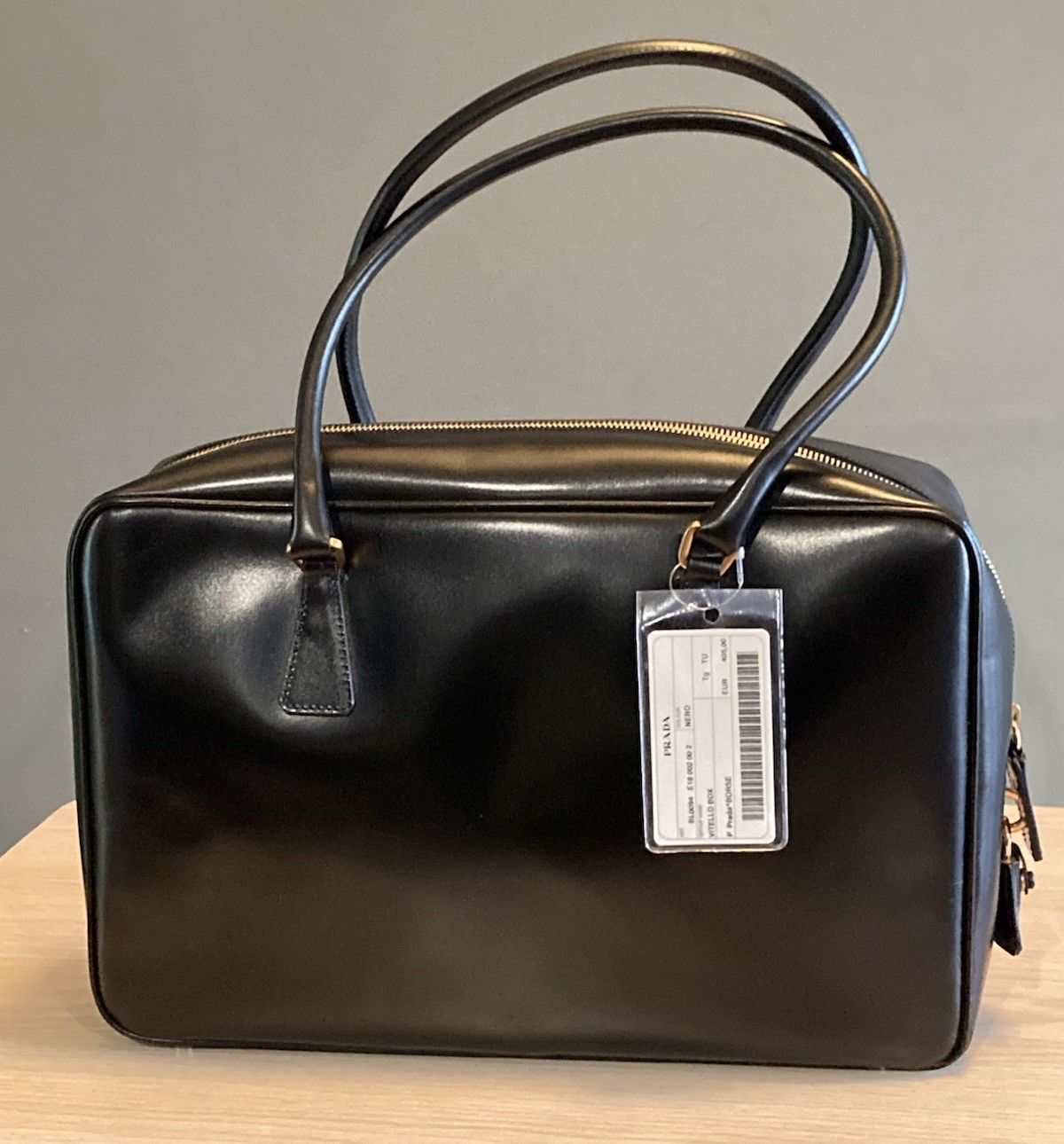 Prada Bauletto BL0094 Vitello Box Leather Bag Nero NWT Lock Key w/ Cards