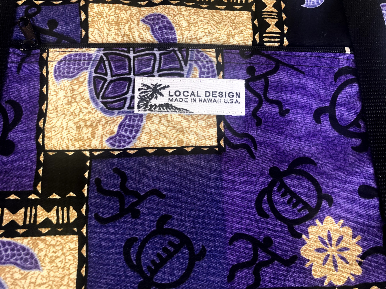 NEW Hawaiian Purple Batik Sea Turtle Large Tote Bag by Local Design