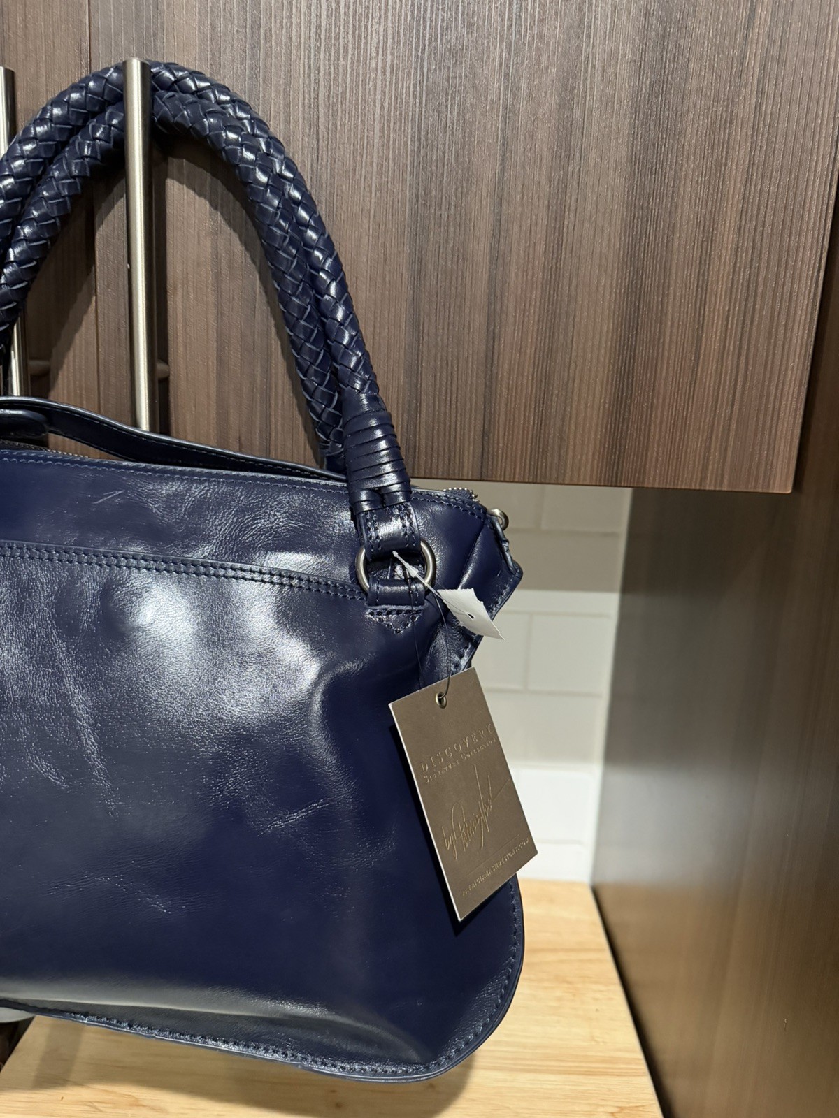 Patricia Nash Discovery Vernazz Leather Flap Satchel Navy