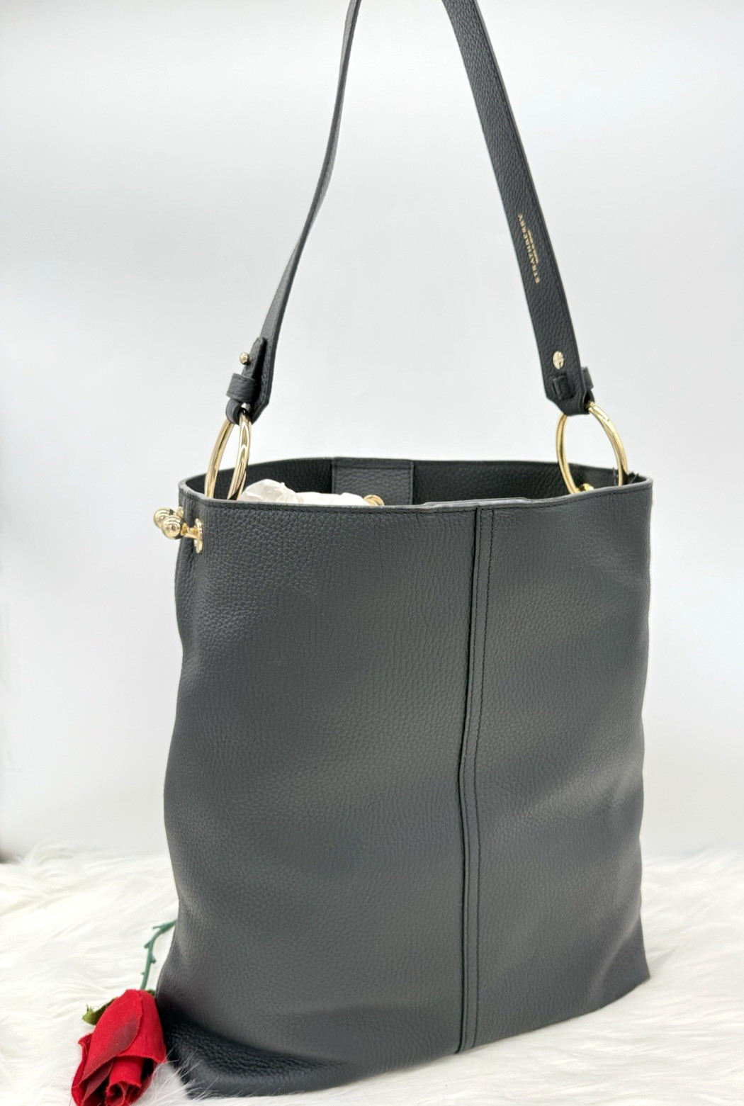 AUTH NWT Strathberry Women’s Lana Large Pebbled Leather Hobo Bag In Black
