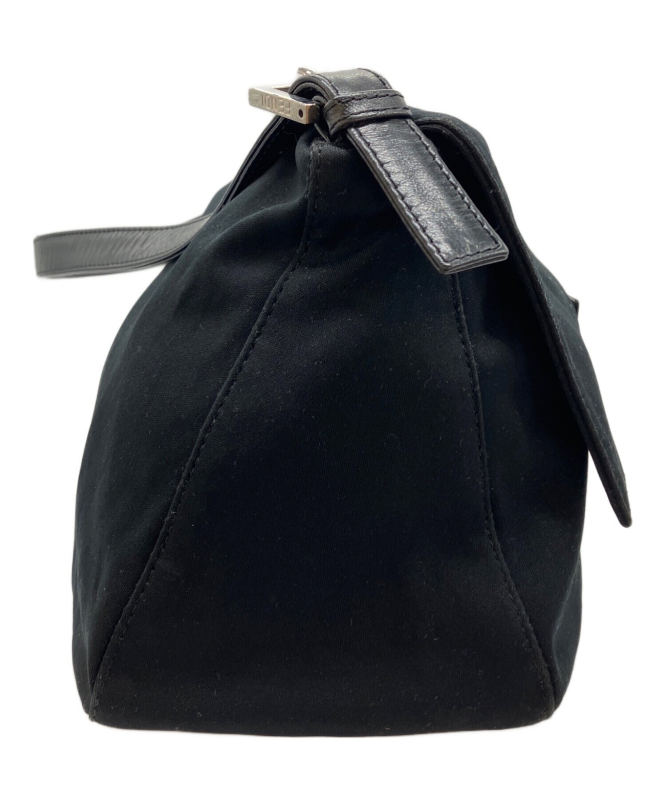 FENDI Shoulder Bag Black Cotton Jersey Authentic From Japan