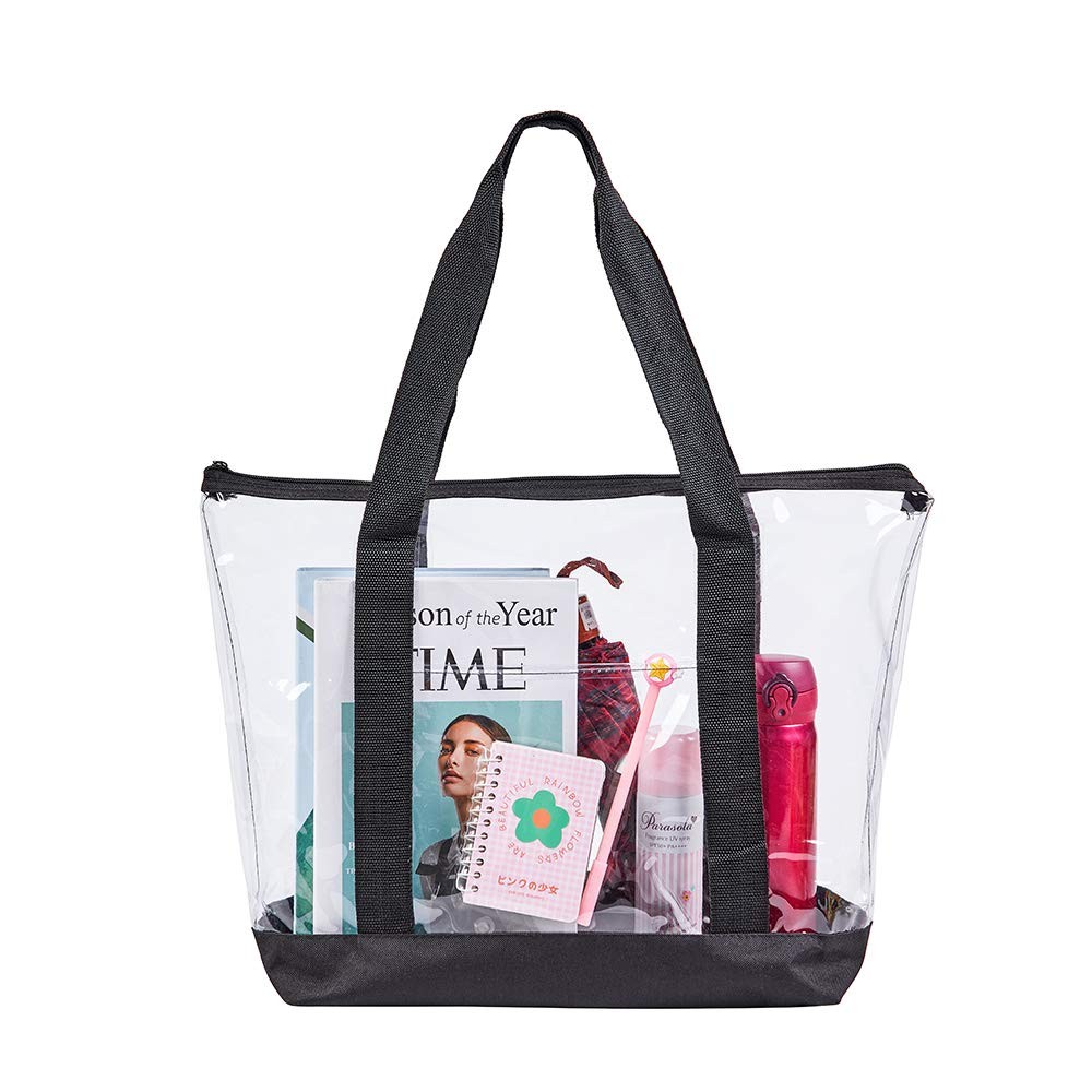 19x14x5.7 Inches Clear Tote Bag, Reinforced Nylon Handles