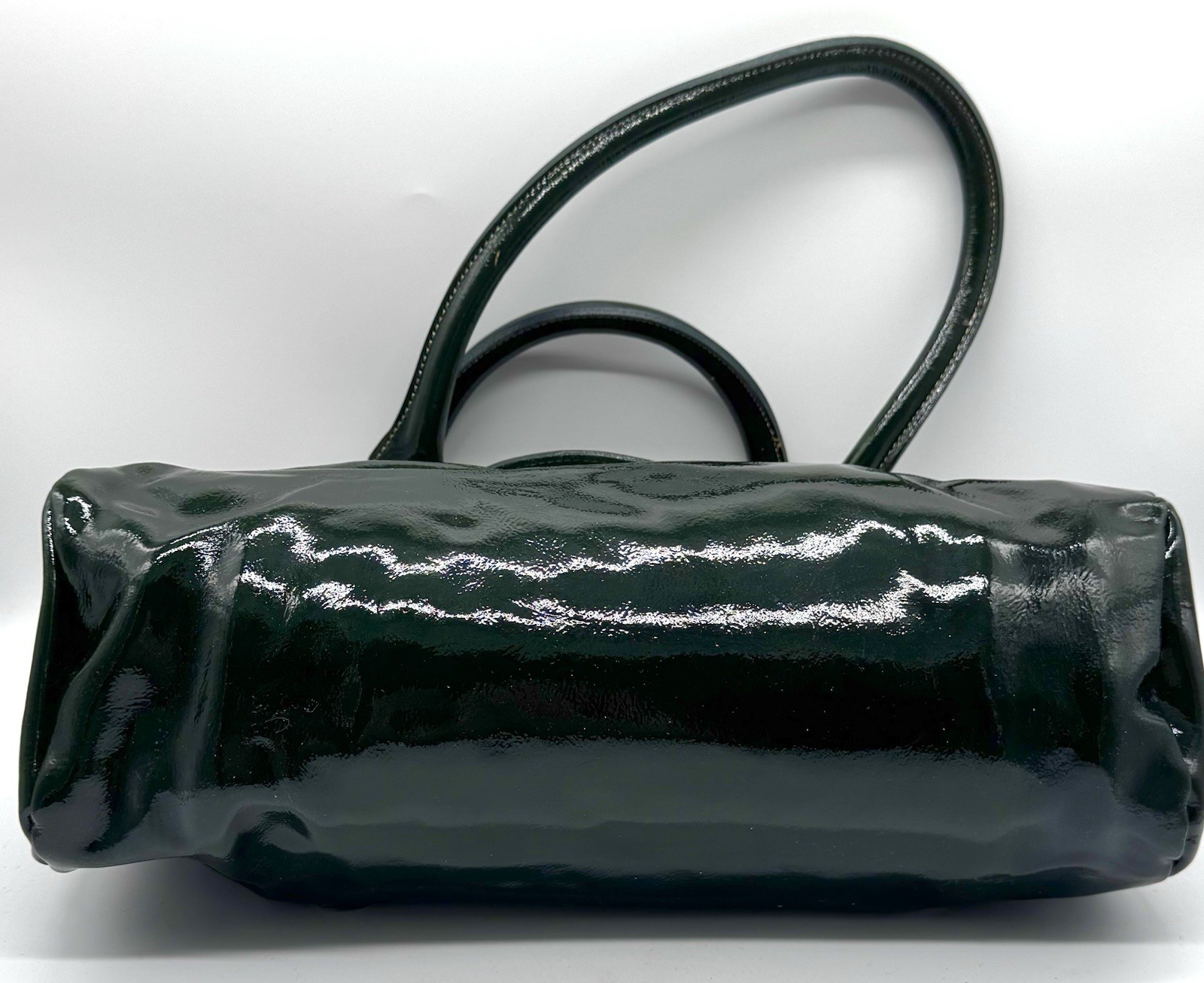 Sofia Italy Green Patent Leather Satchel Shoulder Bag Chain Chain Squirrel Leaf