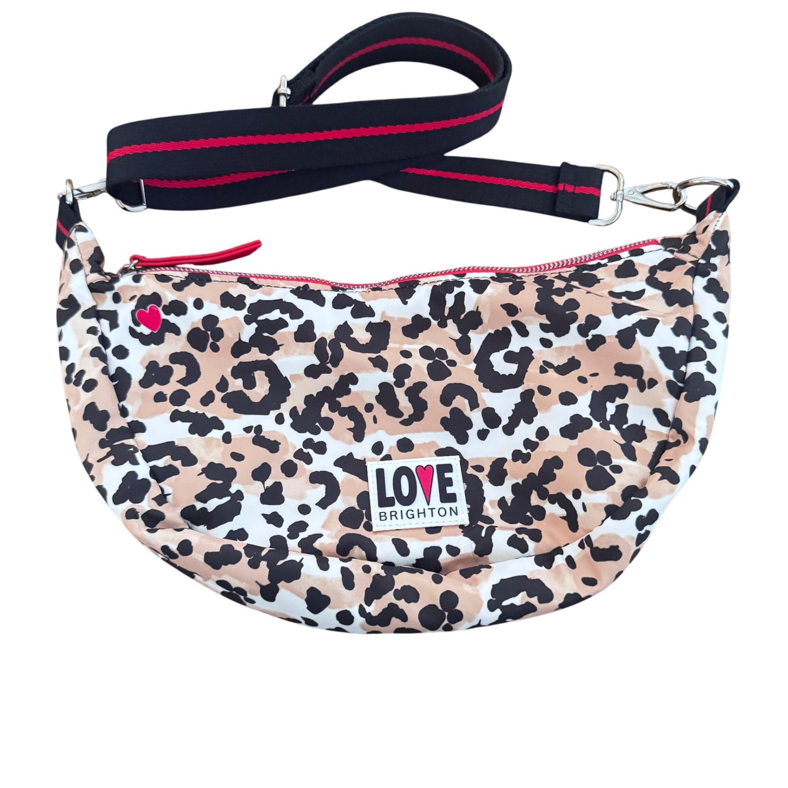 Brighton Spotted Love Swing Leopard Print Crossbody Bag Adjustable Strap EUC