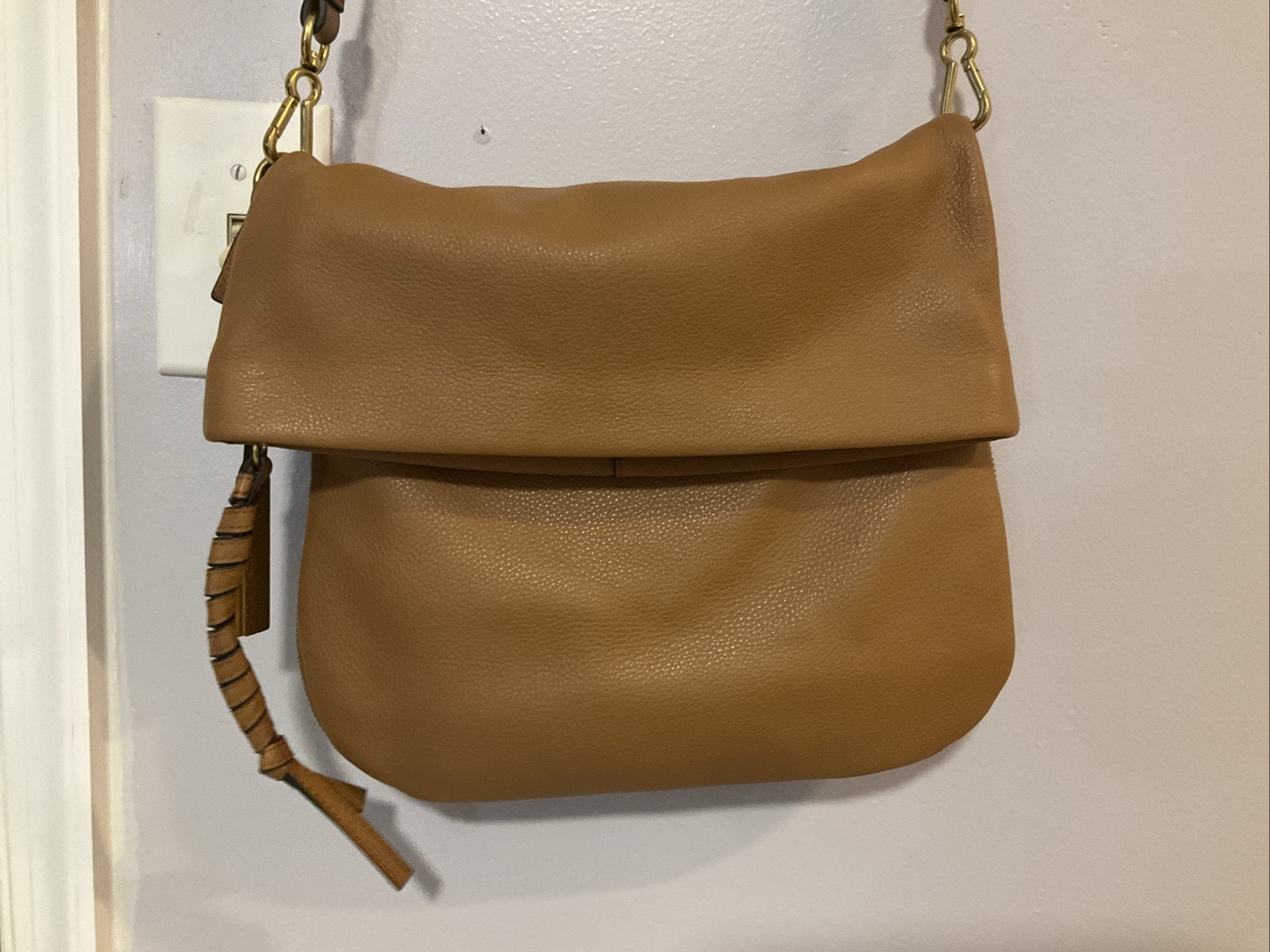 VINCE CAMUTO Light Oak Tan Soft PebbledLeather VC Cory SH Crossbody Shoulder Bag