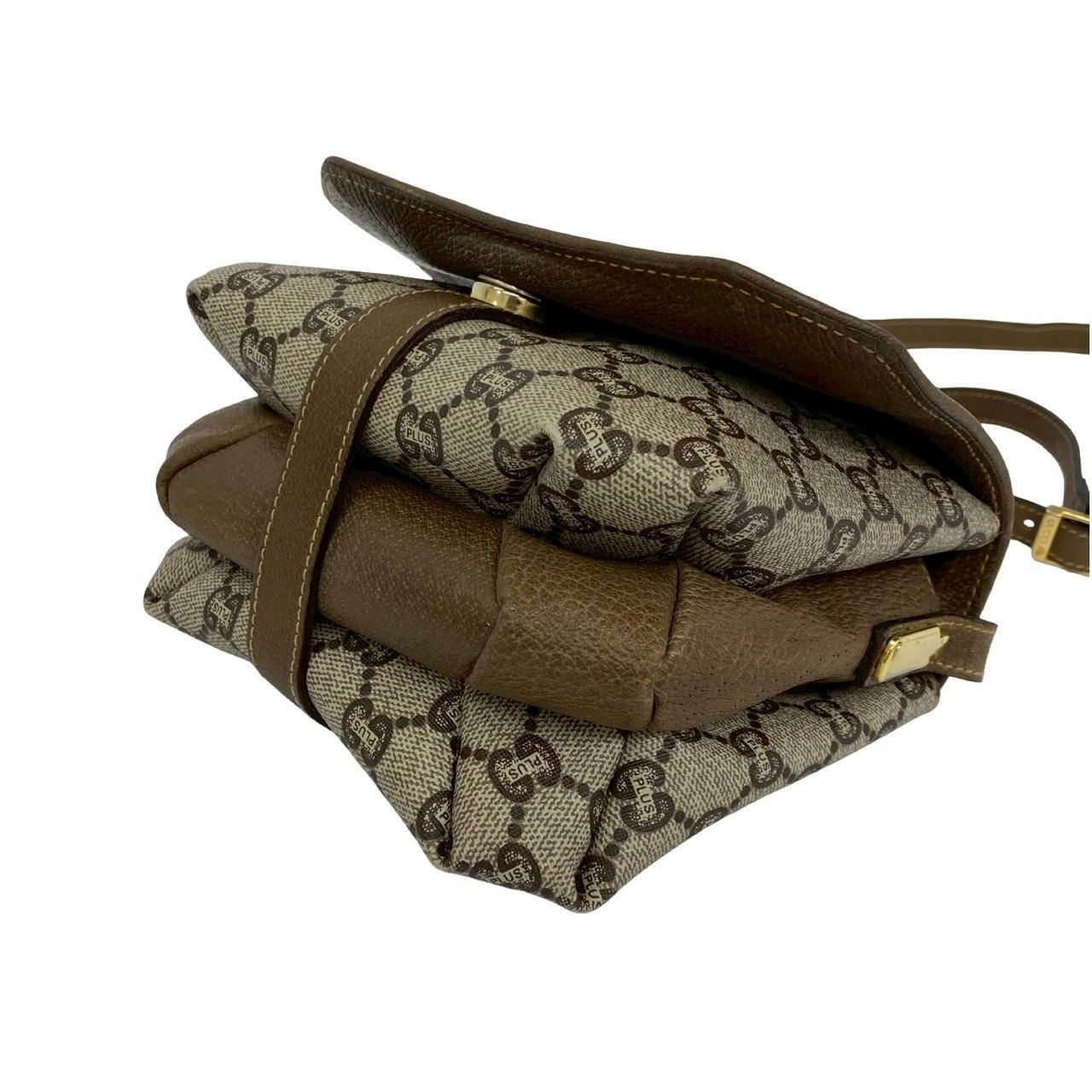 Gucci Brown Leather PVC Shoulder Bag 6.5in x 17.5in x 6.5in