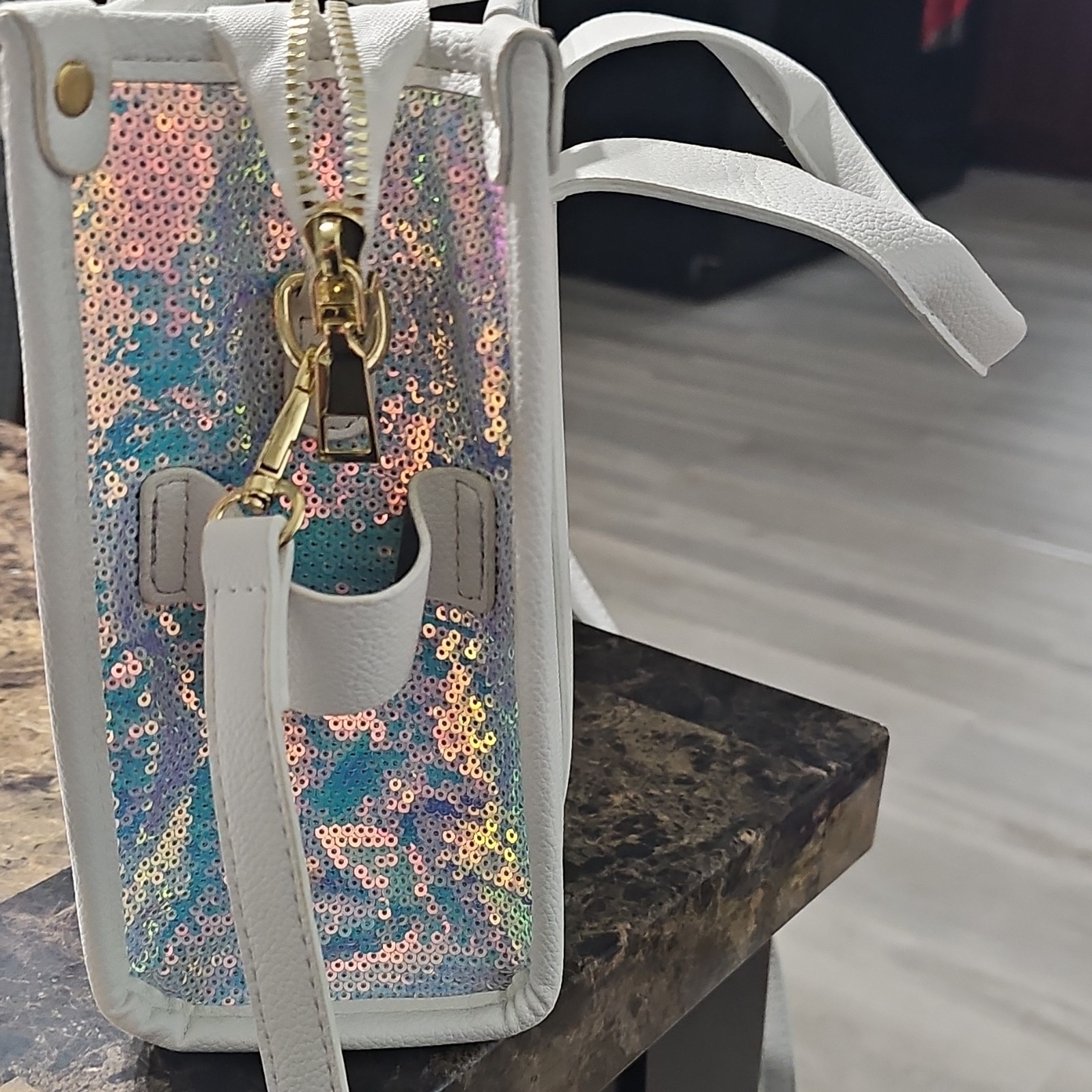 Marc Jacobs Mini Tote Bag Multicolor Sequin Zip w/ Detachable Adjustable Strap