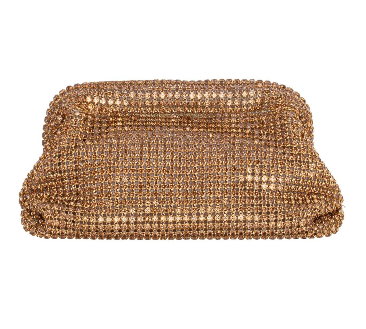 $128. Nina All Over Crystal Frame Magnet Shoulder Clutch Dark Gold