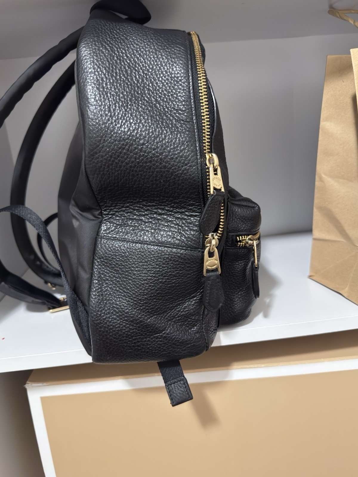 Coach Black Pebbled Backpack Gold Hardware
