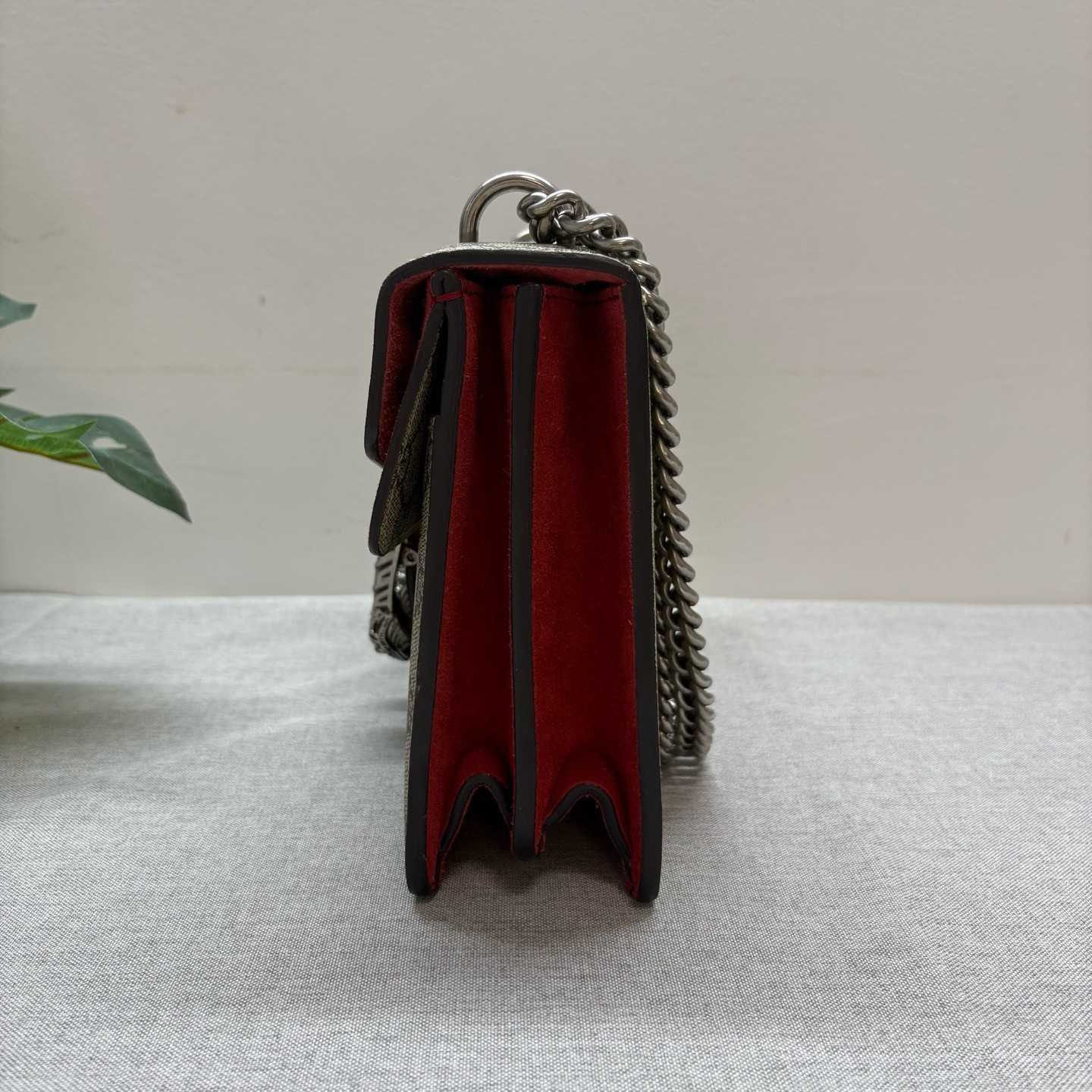 Gucci Dionysus Medium Red Suede Bag GG Chain Shoulder Crossbody 28cm