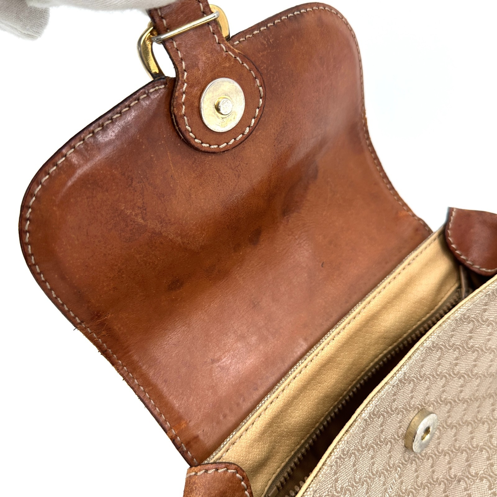 Auth CELINE Shoulder Crossbody Bag Macadam PVC Leather Beige Brown _0142