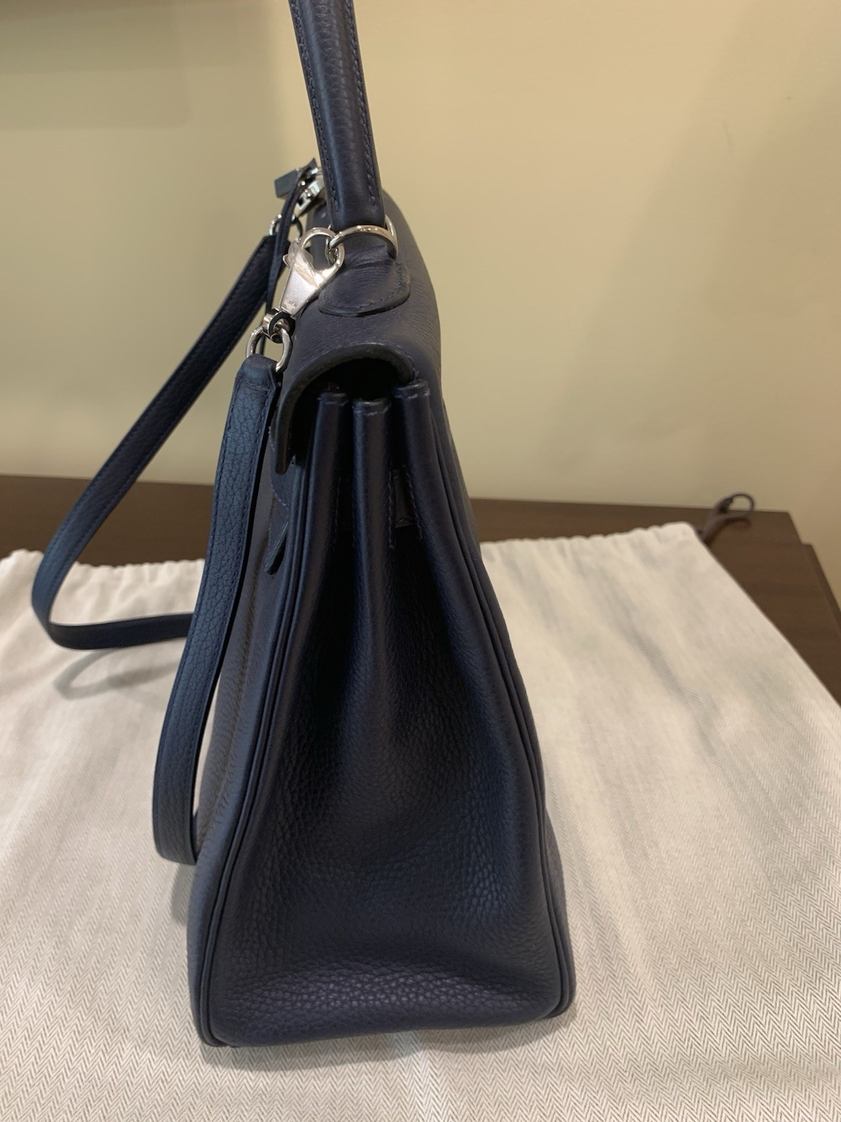 Hermes Blue Nuit Kelly 35 Retourne Taurillon Clemence