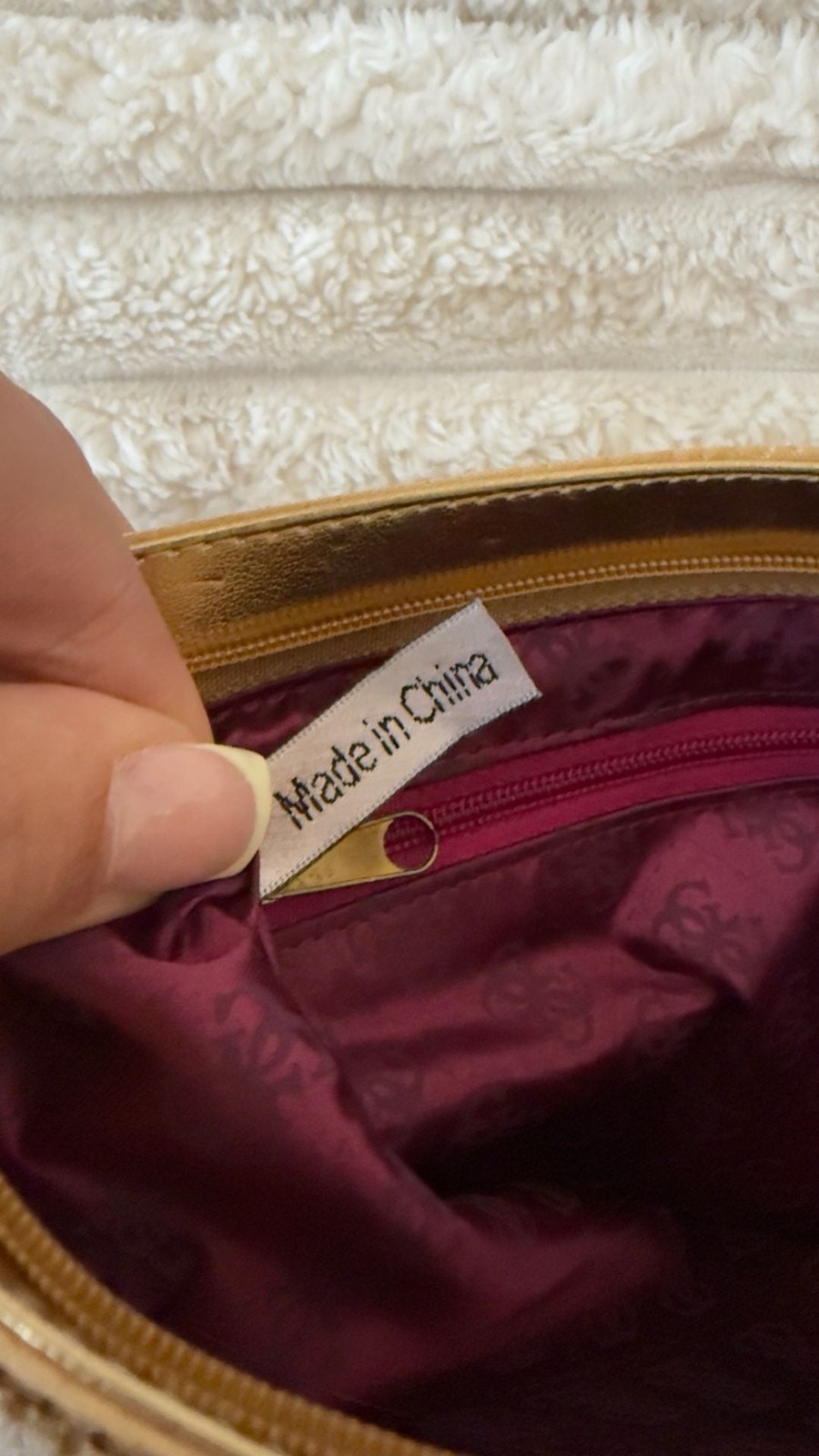 Guess Gold Tone Metal Mesh Wristlet Clutch