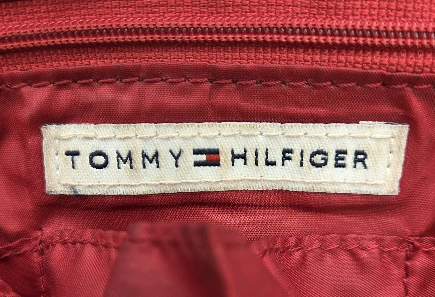 TOMMY HILFIGER Purse Shoulder Bag Logo Pattern Jacguard Faux Leather VTG Y2K
