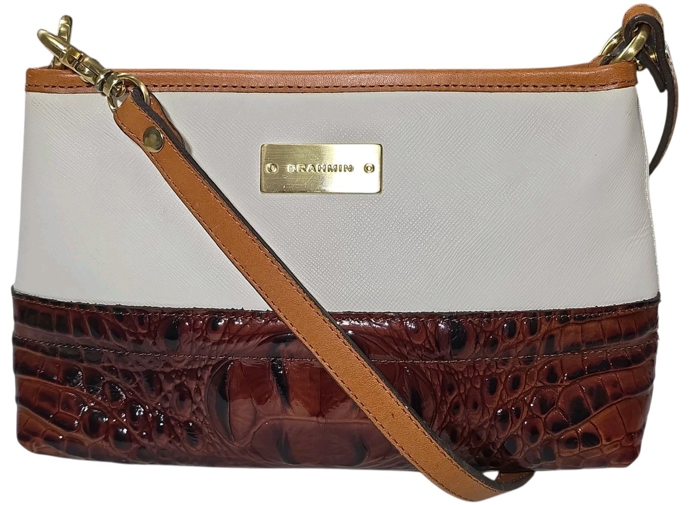 Brahmin Anytime Mini Convertible Shoulder Bag Melbourne Tri-Tone Genuine Leather