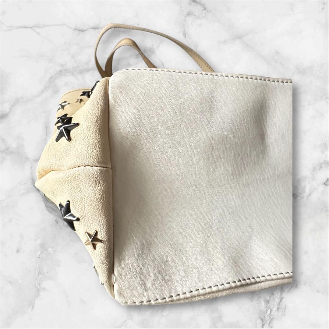 JIMMY CHOO Star Studs Mini Tote Bag Ivory 20 x 23 to 32 x 12cm Women