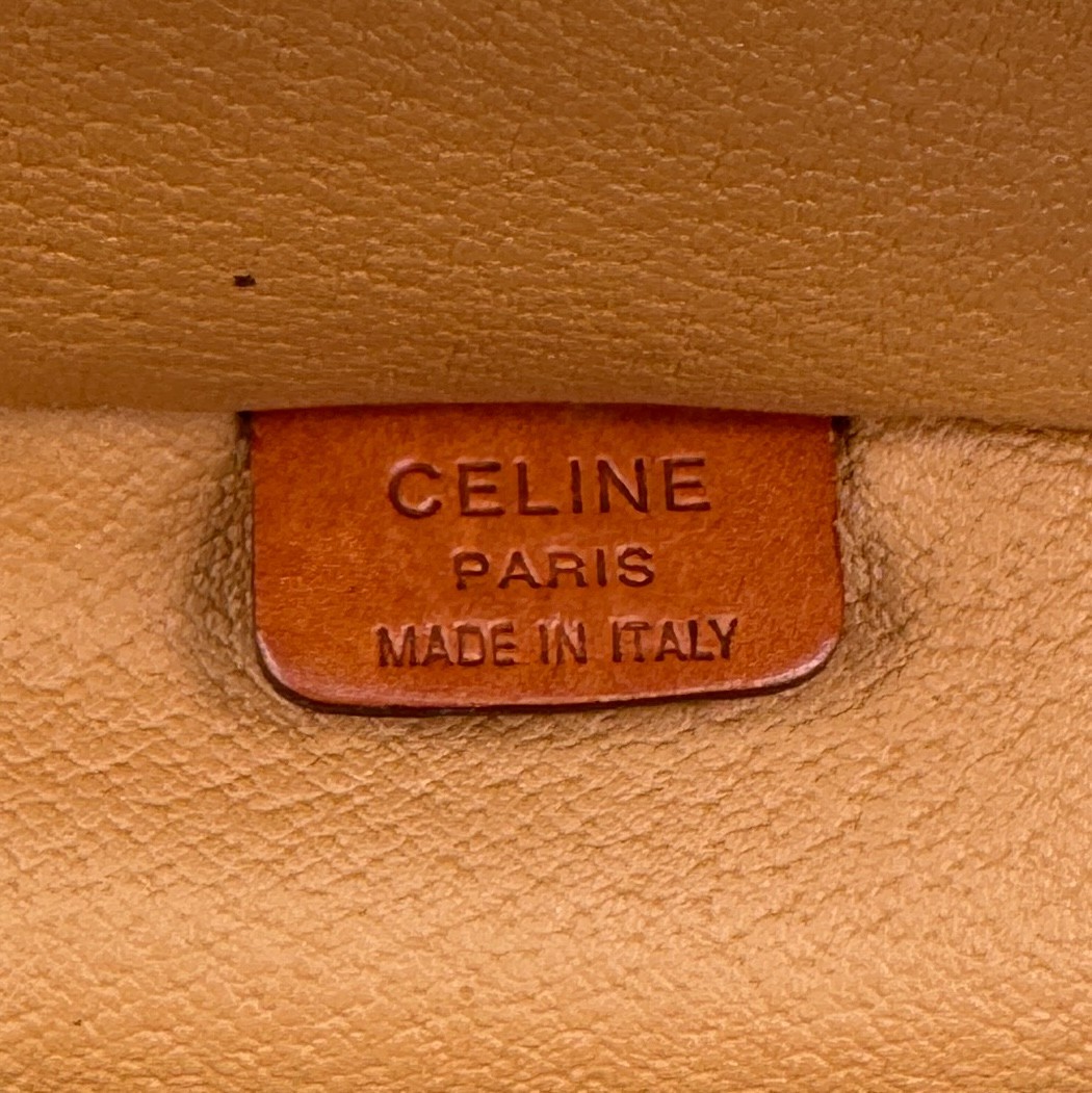 CELINE Vanity Bag Macadam Purse Cosmetic Pouch Brown