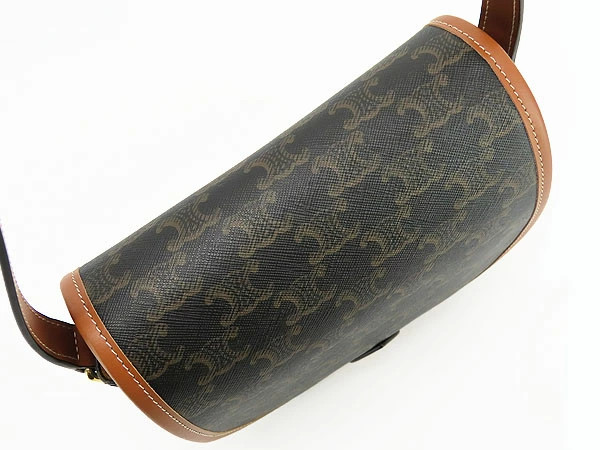 CELINE Triomphe Folco Medium Crossbody Bag 191502BZJ.04LU Tan Black Brown