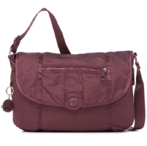 Kipling Large Shoulder/Overnight Bag Tea berry W. Plastic Monkey Face Key Chain