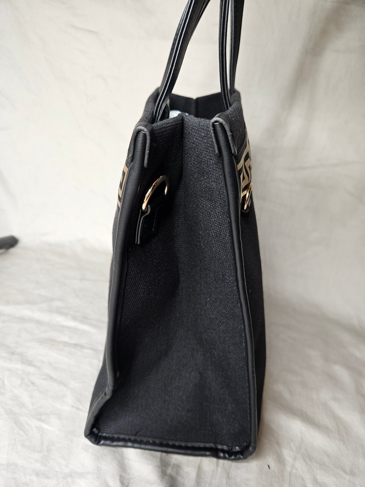 Versace Institutional Tote Bag Crossbody Handbag Black Gold Travel Womens NEW