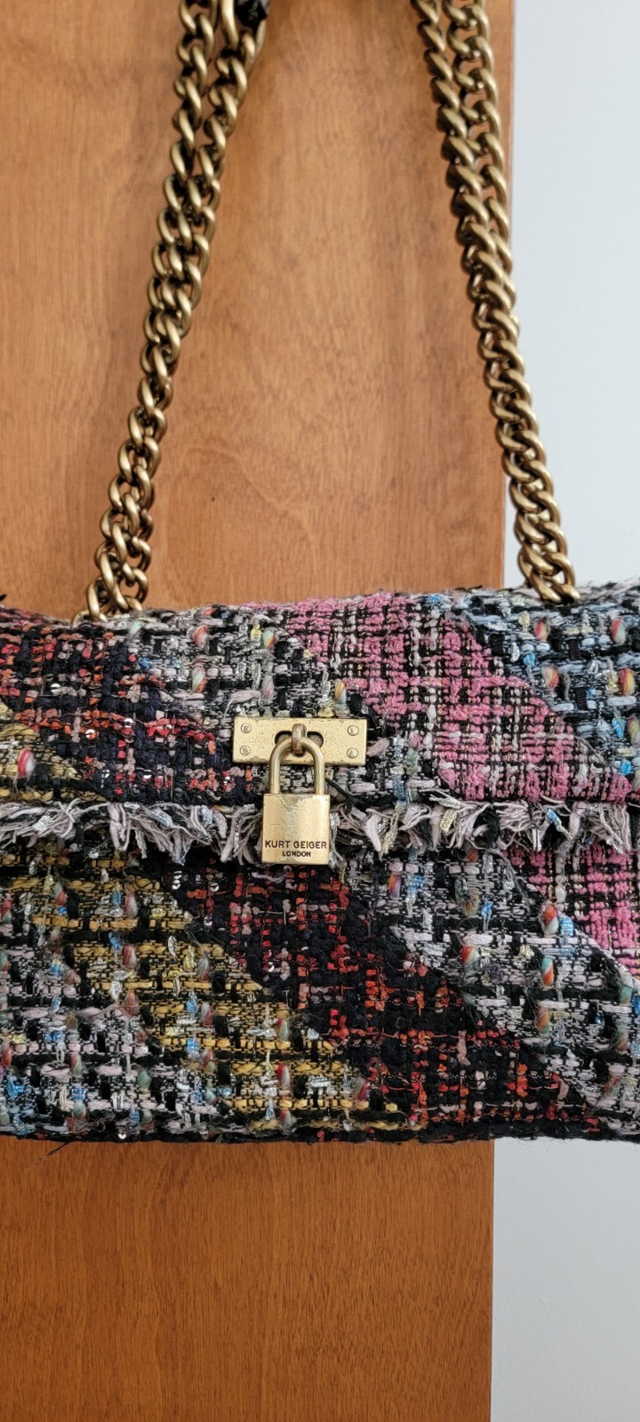 Kurt Geiger Multi Tweed Shoulder Bag Chain Handbag The Brixton