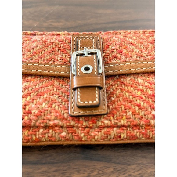Coach Soho Orange Tweed Herringbone Wristlet Clutch With Hangtag Vintage Y2K 00s