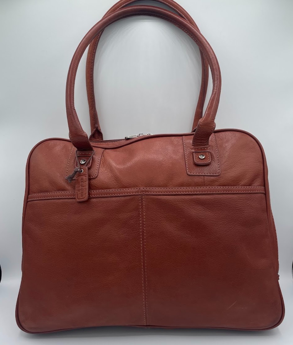 Liz Claiborne Brown Genuine Leather Laptop Briefcase Work Tote Bag
