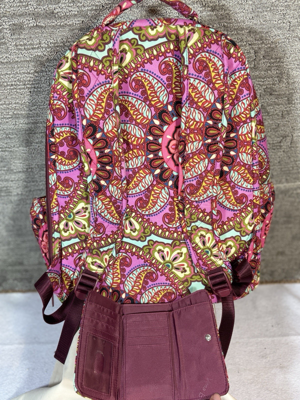 Vera Bradley 2 pcs Essential Laptop Backpack and Wristlet Resort Medallion Vtg