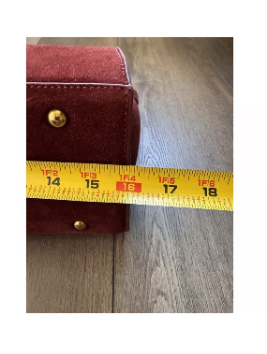 NWT RARE Burgundy Wine Margot New York 100% Suede Double Top Handle Bowling Bag