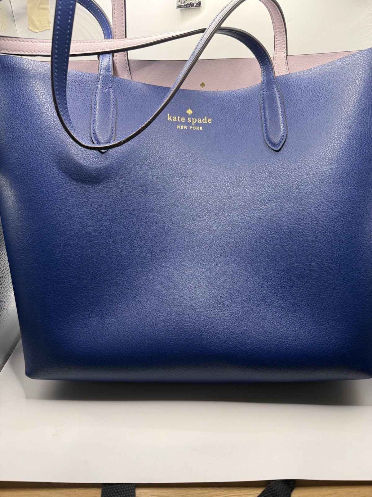 Kate Spade Reversible Tote Bag Blue/Pink With Small Wallet Attachment