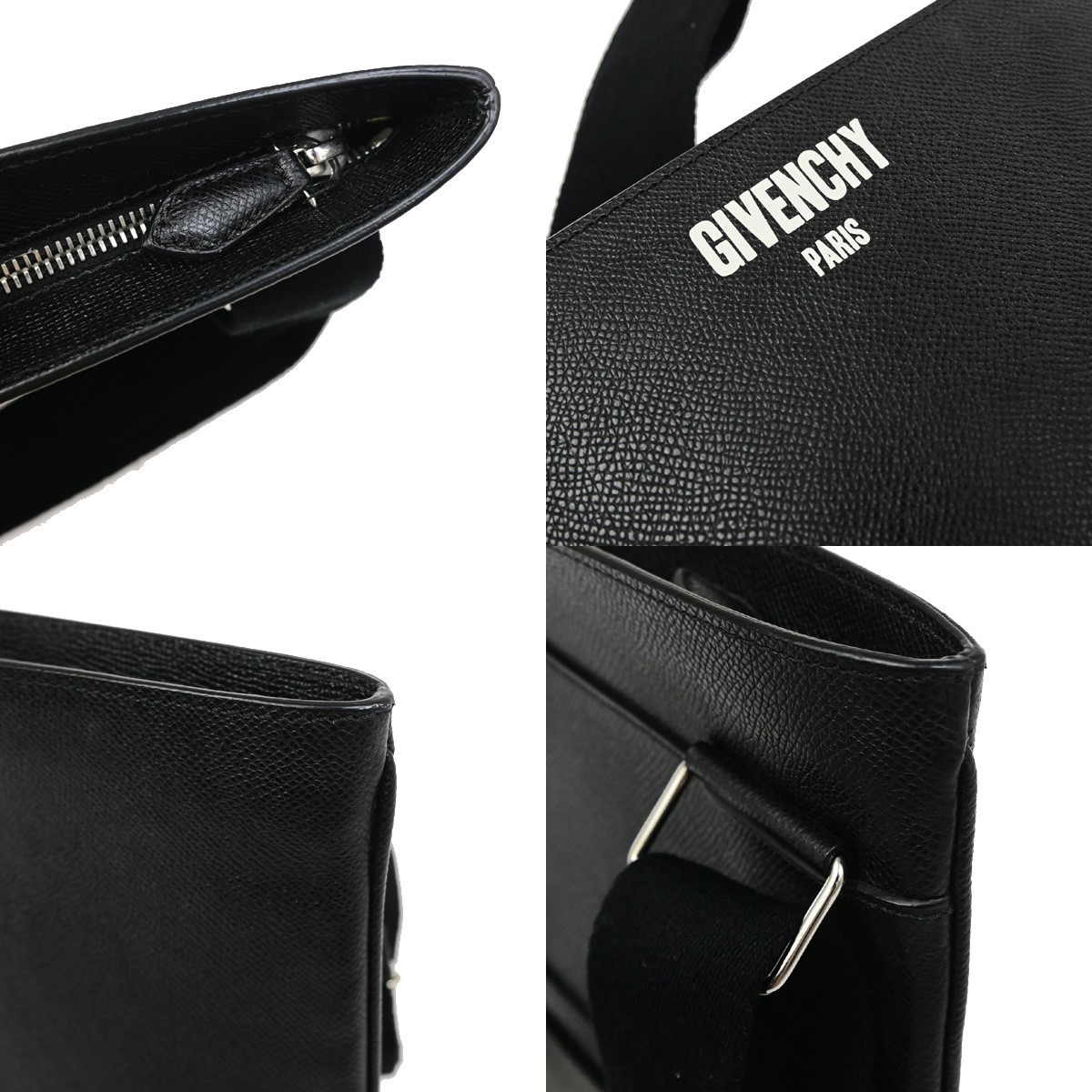 GIVENCHY Logo Shoulder Hand Bag Leather Black GHW Italy 32YJ267