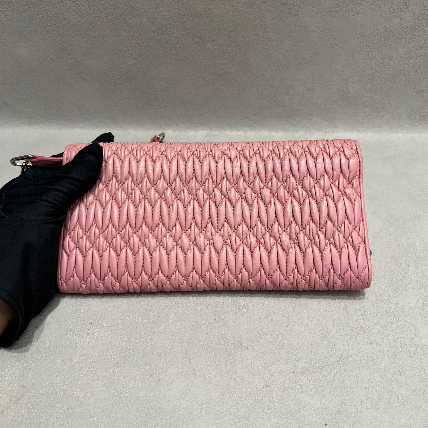 Miu Miu Matelasse WOC Normal Sakura Pink Ruched Lambskin Multiway Bag US Ship