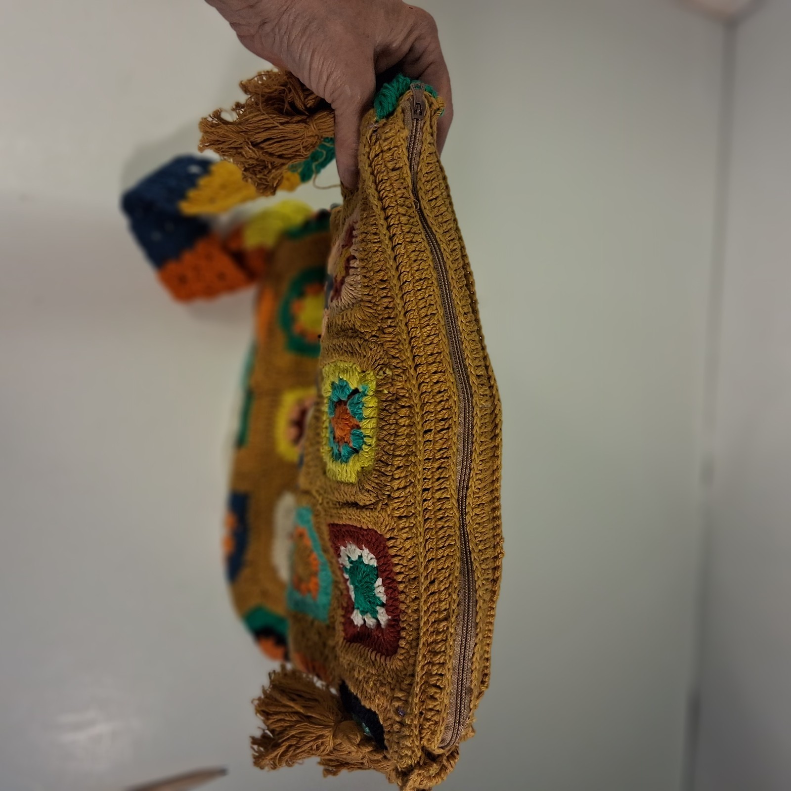 EARTHBOUND TRADING Co. Granny Square Crocheted Crossover Boho Hippie Purse Bag