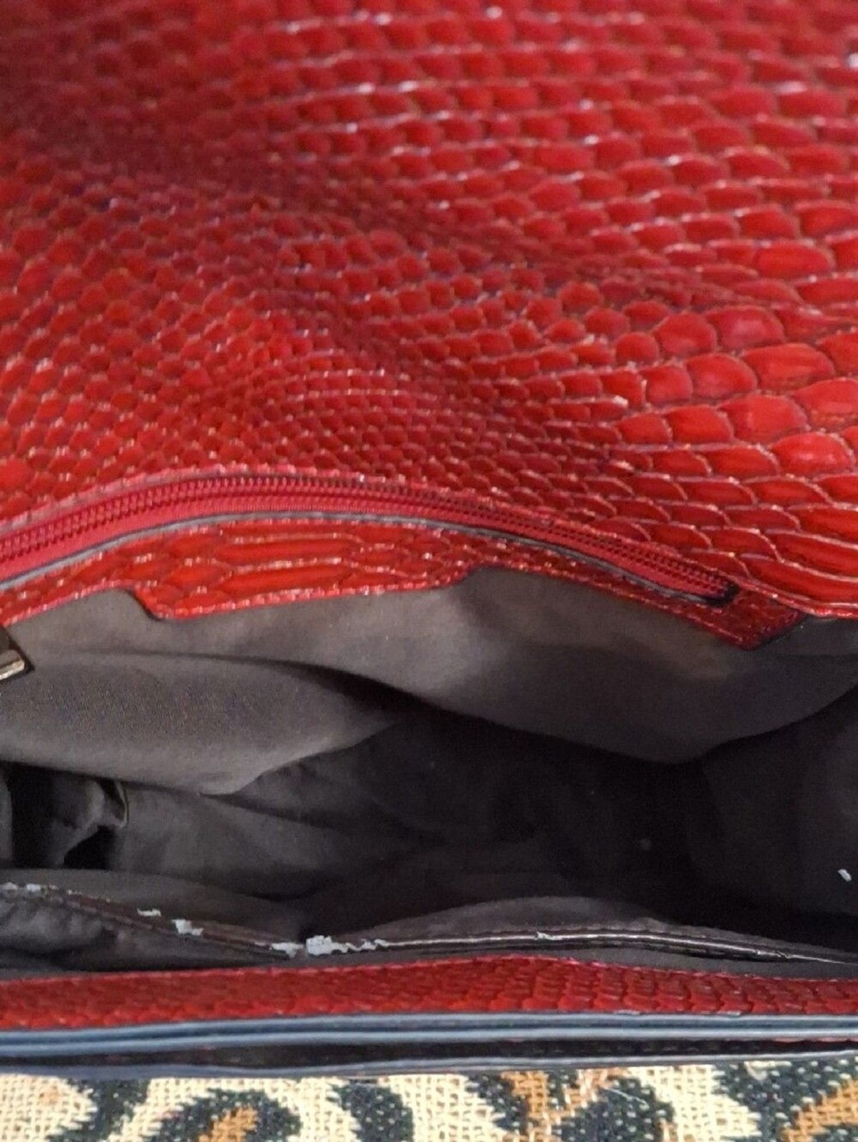 T.J.Maxx Red Faux-Snakeskin Crossbody Bag with Gold Chain